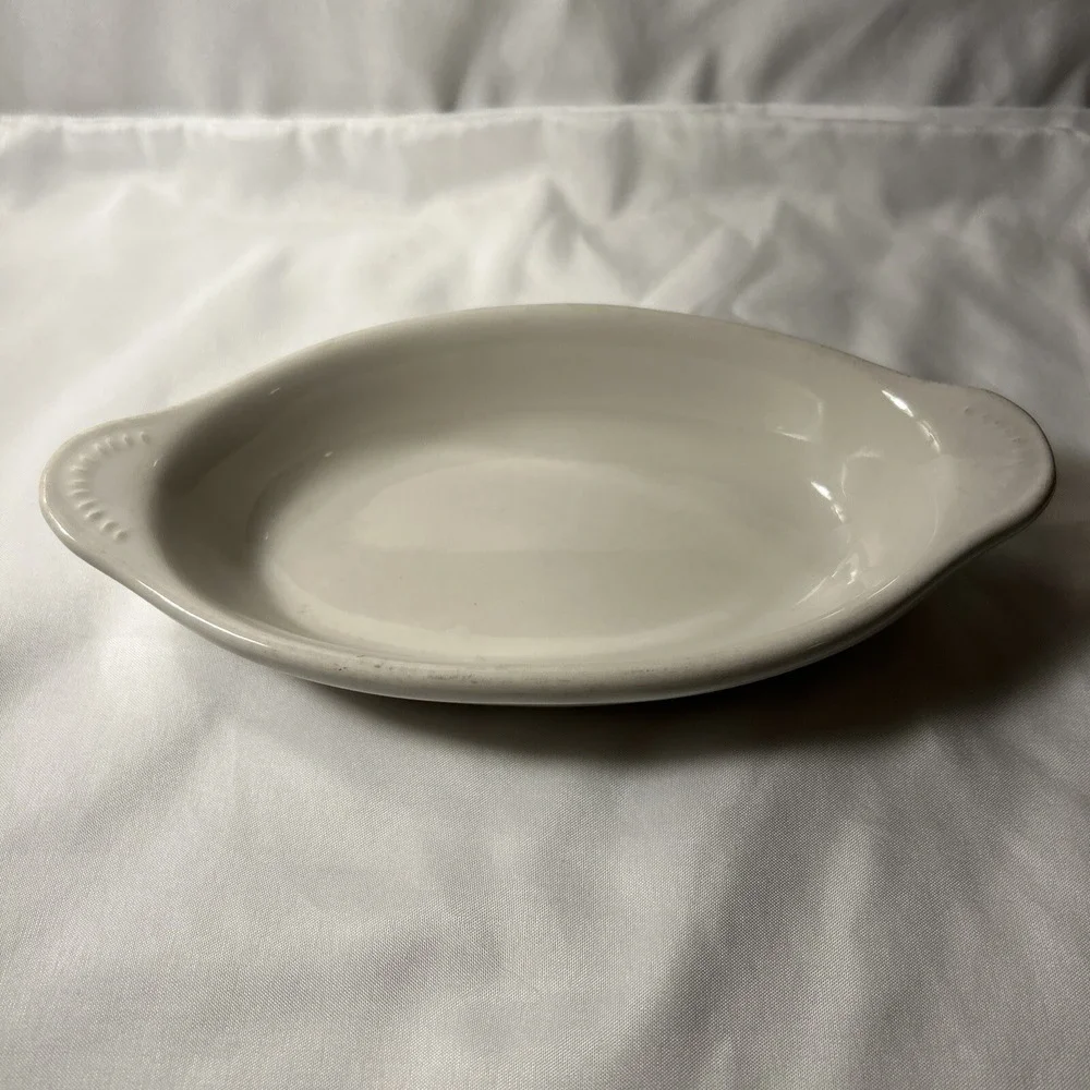 vintage white restaurant ware Dc 627 USA Oval Baking Dish Hall